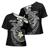 Aloha Hammerhead Shark Cross Shoulder Shirt Black Hawaiian Kakau Tribal Tattoo - Polynesian Pride