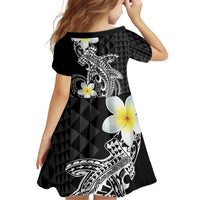 Aloha Hammerhead Shark Family Matching Off Shoulder Short Dress and Hawaiian Shirt Black Hawaiian Kakau Tribal Tattoo