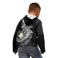 Aloha Hammerhead Shark Kid Hoodie Black Hawaiian Kakau Tribal Tattoo