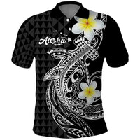 Aloha Hammerhead Shark Polo Shirt Black Hawaiian Kakau Tribal Tattoo