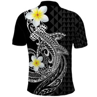 Aloha Hammerhead Shark Polo Shirt Black Hawaiian Kakau Tribal Tattoo