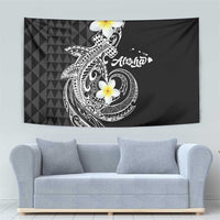 Aloha Hammerhead Shark Tapestry Black Hawaiian Kakau Tribal Tattoo