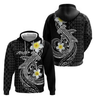 Aloha Hammerhead Shark Zip Hoodie Black Hawaiian Kakau Tribal Tattoo
