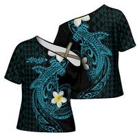 Aloha Hammerhead Shark Cross Shoulder Shirt Calypso Hawaiian Kakau Tribal Tattoo - Polynesian Pride