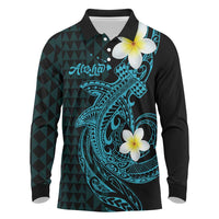 Aloha Hammerhead Shark Long Sleeve Polo Shirt Calypso Hawaiian Kakau Tribal Tattoo