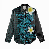 Aloha Hammerhead Shark Women Casual Shirt Calypso Hawaiian Kakau Tribal Tattoo