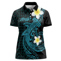Aloha Hammerhead Shark Women Polo Shirt Calypso Hawaiian Kakau Tribal Tattoo