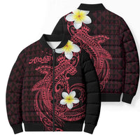 Aloha Hammerhead Shark Bomber Puffer Jacket Feverish Pink Hawaiian Kakau Tribal Tattoo - Polynesian Pride