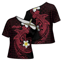 Aloha Hammerhead Shark Cross Shoulder Shirt Feverish Pink Hawaiian Kakau Tribal Tattoo - Polynesian Pride