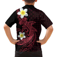 Aloha Hammerhead Shark Family Matching Off The Shoulder Long Sleeve Dress and Hawaiian Shirt Feverish Pink Hawaiian Kakau Tribal Tattoo