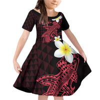 Aloha Hammerhead Shark Family Matching Off Shoulder Short Dress and Hawaiian Shirt Feverish Pink Hawaiian Kakau Tribal Tattoo