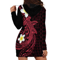 Aloha Hammerhead Shark Hoodie Dress Feverish Pink Hawaiian Kakau Tribal Tattoo