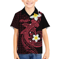 Aloha Hammerhead Shark Kid Hawaiian Shirt Feverish Pink Hawaiian Kakau Tribal Tattoo