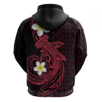 Aloha Hammerhead Shark Zip Hoodie Feverish Pink Hawaiian Kakau Tribal Tattoo