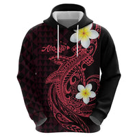 Aloha Hammerhead Shark Zip Hoodie Feverish Pink Hawaiian Kakau Tribal Tattoo