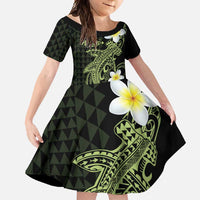 Aloha Hammerhead Shark Family Matching Short Sleeve Bodycon Dress and Hawaiian Shirt Lime Rickey Hawaiian Kakau Tribal Tattoo