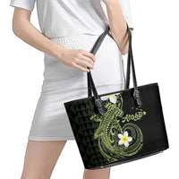 Aloha Hammerhead Shark Leather Tote Bag Lime Rickey Hawaiian Kakau Tribal Tattoo
