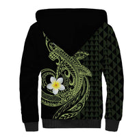 Aloha Hammerhead Shark Sherpa Hoodie Lime Rickey Hawaiian Kakau Tribal Tattoo