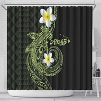 Aloha Hammerhead Shark Shower Curtain Lime Rickey Hawaiian Kakau Tribal Tattoo