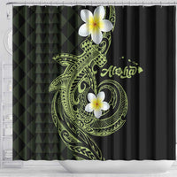 Aloha Hammerhead Shark Shower Curtain Lime Rickey Hawaiian Kakau Tribal Tattoo