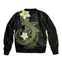 Aloha Hammerhead Shark Sleeve Zip Bomber Jacket Lime Rickey Hawaiian Kakau Tribal Tattoo