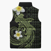 Aloha Hammerhead Shark Sleeveless Puffer Jacket Lime Rickey Hawaiian Kakau Tribal Tattoo - Polynesian Pride