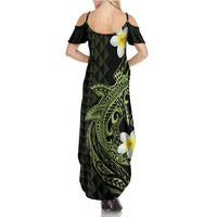 Aloha Hammerhead Shark Summer Maxi Dress Lime Rickey Hawaiian Kakau Tribal Tattoo