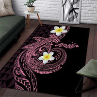 Aloha Hammerhead Shark Area Rug Vivacious Pink Hawaiian Kakau Tribal Tattoo