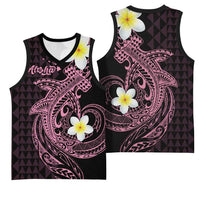 Aloha Hammerhead Shark Basketball Jersey Vivacious Pink Hawaiian Kakau Tribal Tattoo - Polynesian Pride