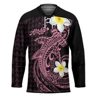 Aloha Hammerhead Shark Hockey Jersey Vivacious Pink Hawaiian Kakau Tribal Tattoo - Polynesian Pride