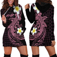 Aloha Hammerhead Shark Hoodie Dress Vivacious Pink Hawaiian Kakau Tribal Tattoo