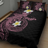 Aloha Hammerhead Shark Quilt Bed Set Vivacious Pink Hawaiian Kakau Tribal Tattoo