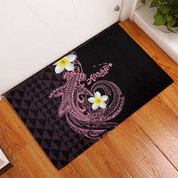 Aloha Hammerhead Shark Rubber Doormat Vivacious Pink Hawaiian Kakau Tribal Tattoo