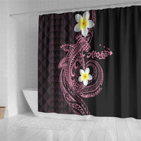 Aloha Hammerhead Shark Shower Curtain Vivacious Pink Hawaiian Kakau Tribal Tattoo
