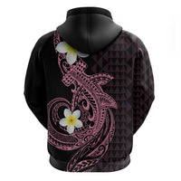 Aloha Hammerhead Shark Zip Hoodie Vivacious Pink Hawaiian Kakau Tribal Tattoo
