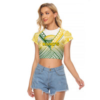 The Kuki's Cook Islands Rugby Raglan Cropped T Shirt Be Unique Vibe White LT9 Female White - Polynesian Pride