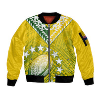 The Kuki's Cook Islands Rugby Sleeve Zip Bomber Jacket Be Unique Vibe Yellow LT9 Unisex Yellow - Polynesian Pride