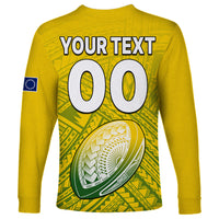 (Custom Text And Number) The Kuki's Cook Islands Rugby Long Sleeve Shirt Be Unique Vibe Yellow LT9 - Polynesian Pride
