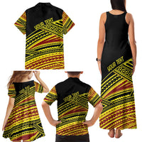 Personalised Tonga Ha apai High School Family Matching Tank Maxi Dress and Hawaiian Shirt Ngatu Fonulei Pattern