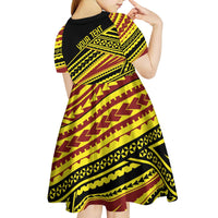 Personalised Tonga Ha apai High School Kid Short Sleeve Dress Ngatu Fonulei Pattern