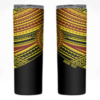 Personalised Tonga Ha apai High School Skinny Tumbler Ngatu Fonulei Pattern