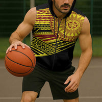 Personalised Tonga Ha apai High School Sleeveless Zip Hoodie Ngatu Fonulei Pattern - Polynesian Pride