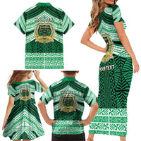 Personalised Tonga Saineha High School Family Matching Short Sleeve Bodycon Dress and Hawaiian Shirt Polynesian Ngatu Tribal