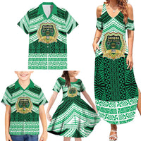 Personalised Tonga Saineha High School Family Matching Summer Maxi Dress and Hawaiian Shirt Polynesian Ngatu Tribal