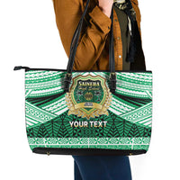 Personalised Tonga Saineha High School Leather Tote Bag Polynesian Ngatu Tribal