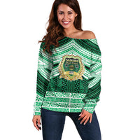 Personalised Tonga Saineha High School Off Shoulder Sweater Polynesian Ngatu Tribal