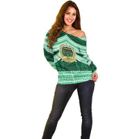 Personalised Tonga Saineha High School Off Shoulder Sweater Polynesian Ngatu Tribal