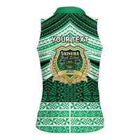 Personalised Tonga Saineha High School Women Sleeveless Polo Shirt Polynesian Ngatu Tribal