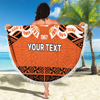 Personalised Tonga Tailulu College Beach Blanket Polynesian Ngatu Tribal