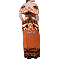 Personalised Tonga Tailulu College Family Matching Off Shoulder Maxi Dress and Hawaiian Shirt Polynesian Ngatu Tribal